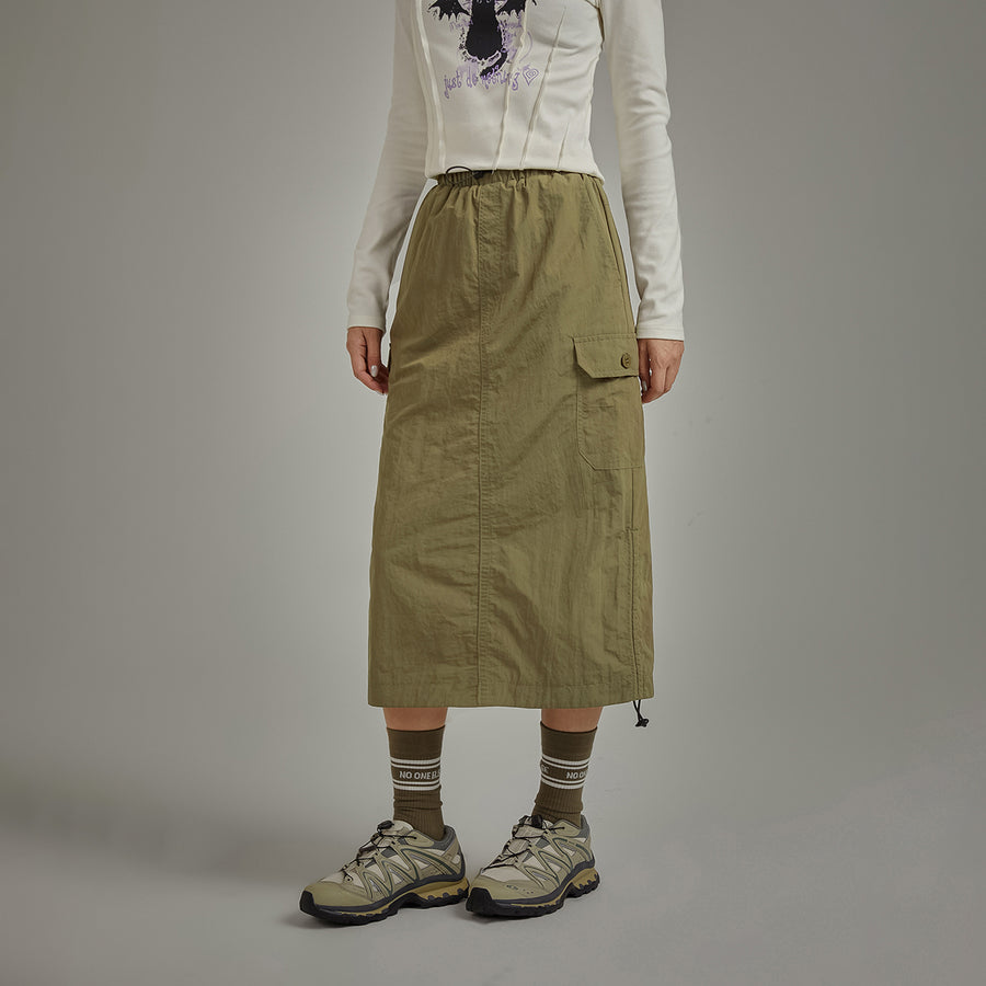 CHUU Elastic Waist String Shirring Skirt