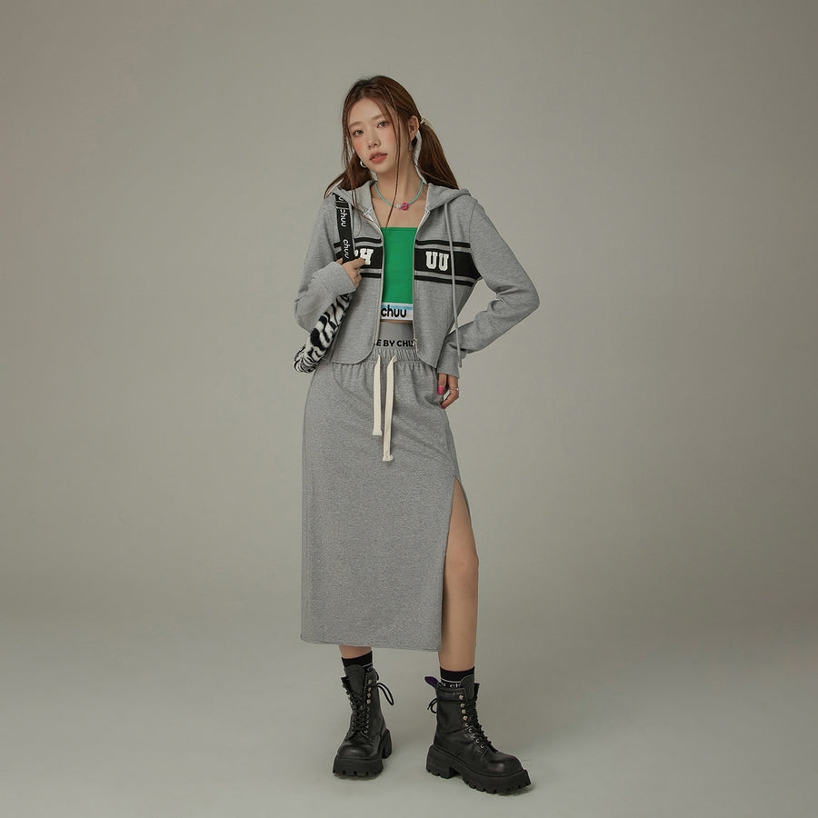 CHUU Slit Casual Sporty Long Skirt