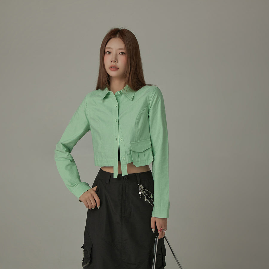 CHUU Point Pocket Semi Cropt Shirt