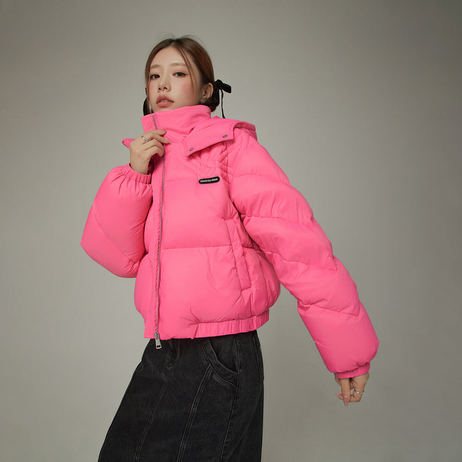 CHUU Colored Hooded Simple Padded Jacket