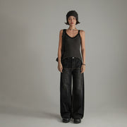 High Waist Loose Wide Leg Washed Wide Jeans