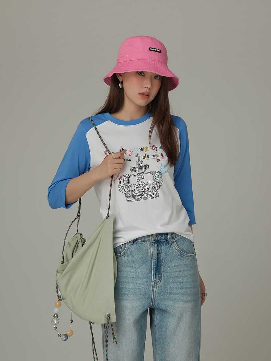 CHUU Contrast Color Crown T-Shirt