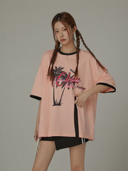 Chuu Endless Paradise Colorblocked Loose Fit Slit T-Shirt