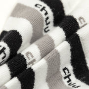 Two Toned Striped Chuu Lettering High Socks