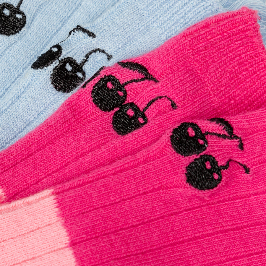CHUU Cherry Color Distressed High Socks