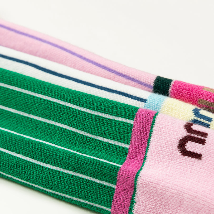 CHUU Color Logo Vertical Stripes High Socks