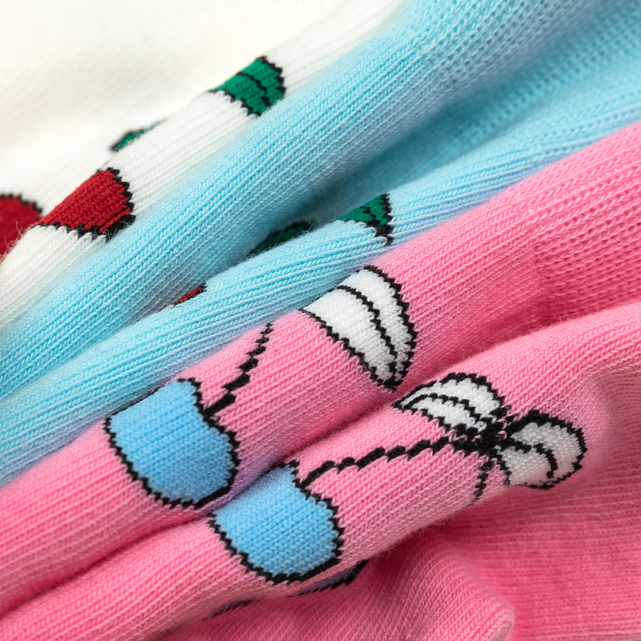 CHUU Color Two Toned Cherry High Socks