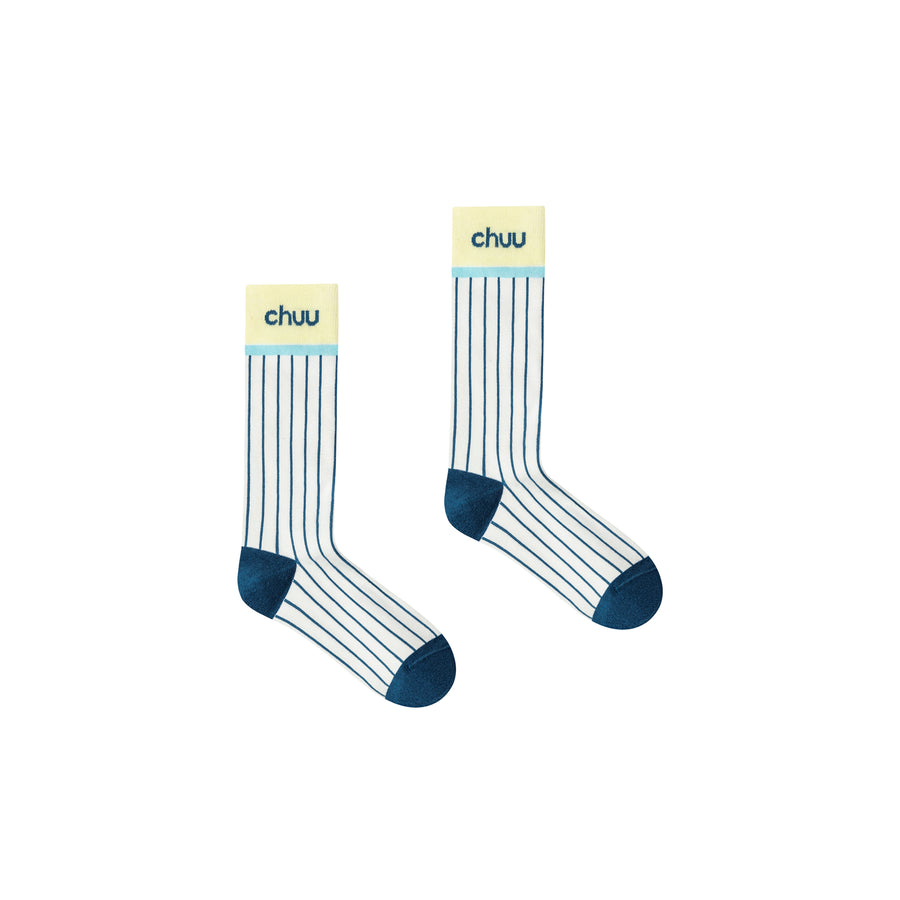 CHUU Color Logo Vertical Stripes High Socks