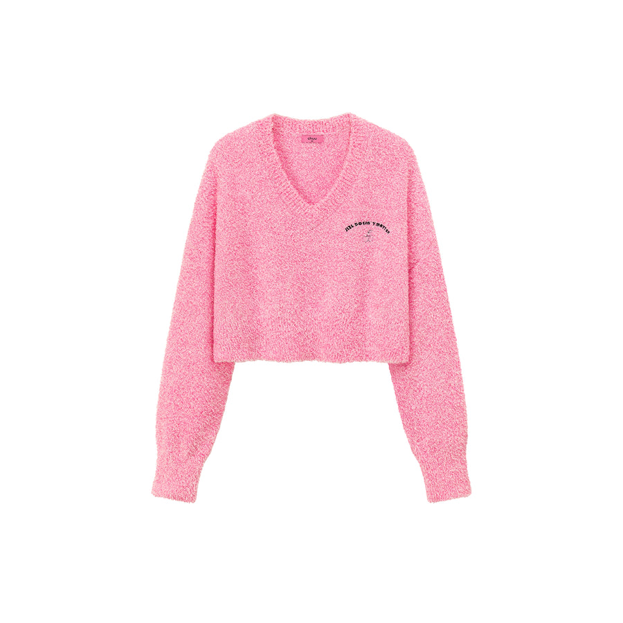 CHUU Cherry Crop Knit Sweater