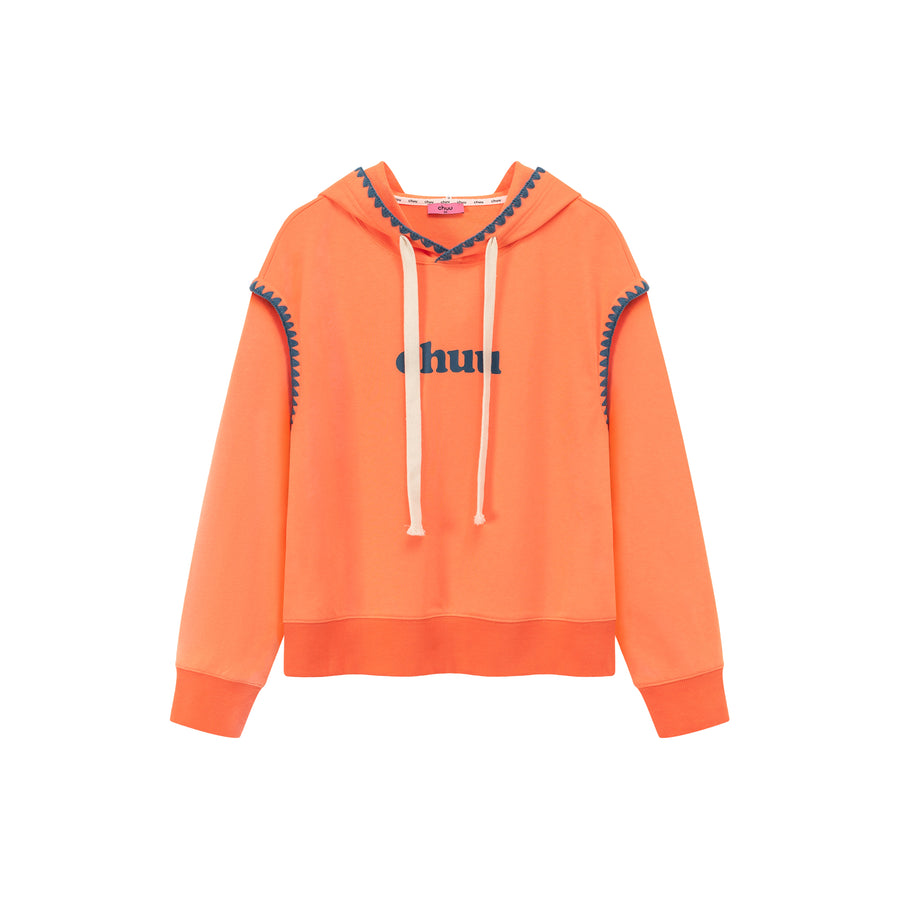 CHUU Logo Lined String Hoodie