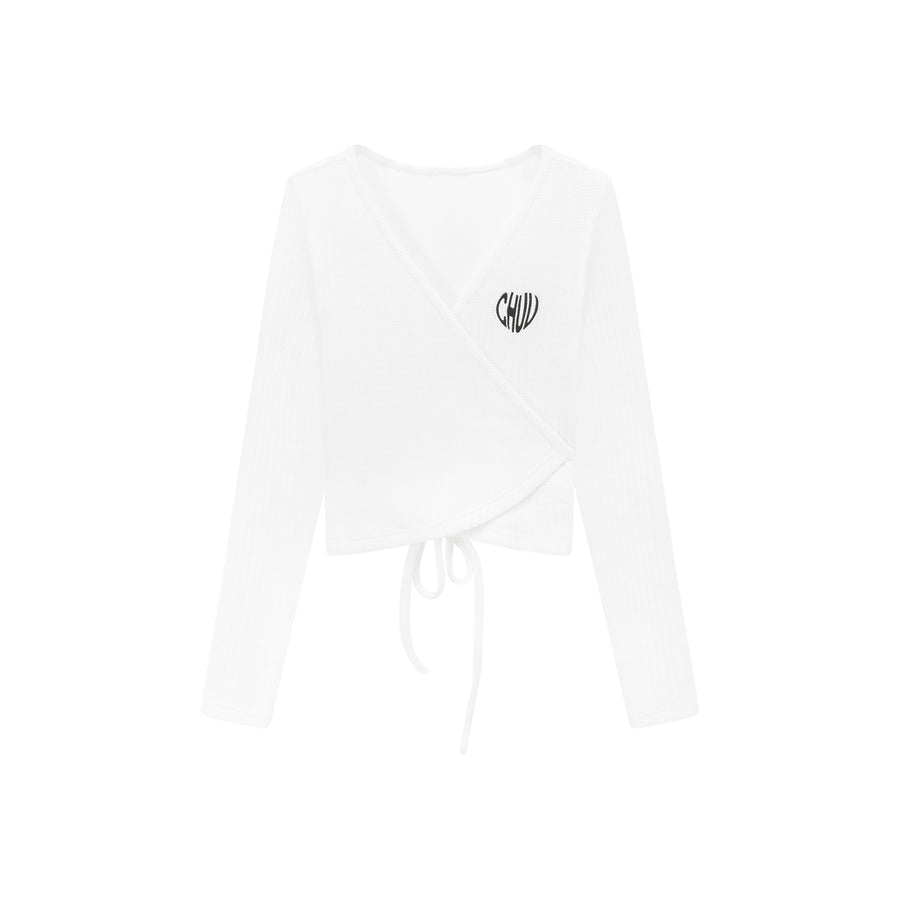 CHUU Heart Chuu Wrap Long Sleeves Cardigan