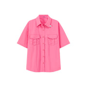 Multi-Pocket Short Sleeve Shirt Jacket