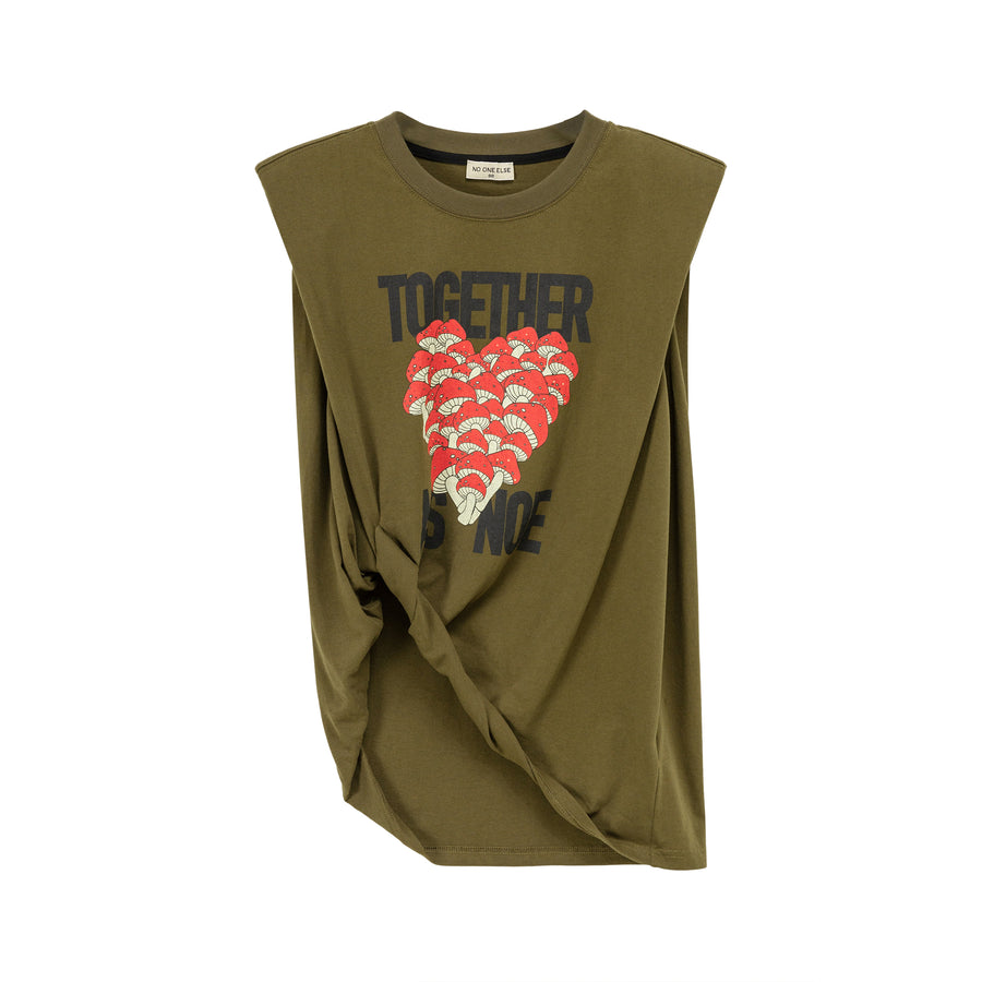 CHUU Mushroom Heart Sleeveless Loosefit T-Shirt