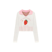 Strawberry Crop Knit Top