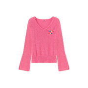 Rainbow Logo V-Neck Knit Sweater