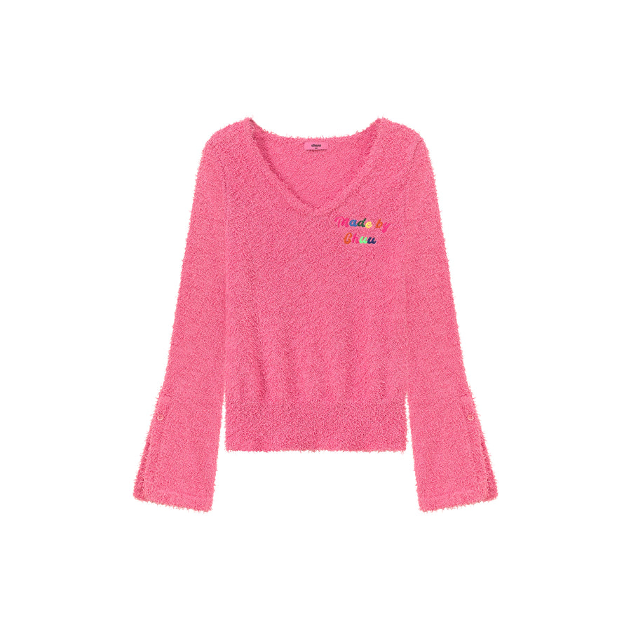 CHUU Rainbow Logo V-Neck Knit Sweater