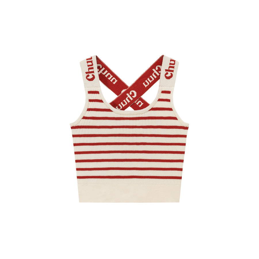 CHUU Striped Crop Sleeveless Top