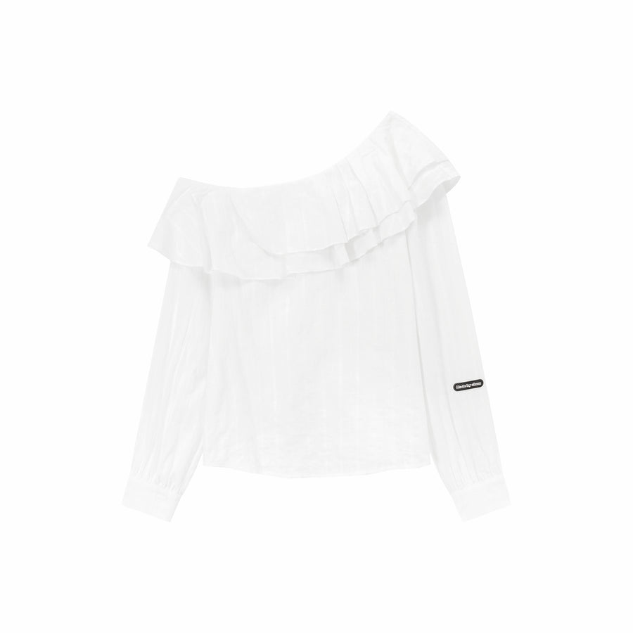 CHUU Frill Big Collar Blouse