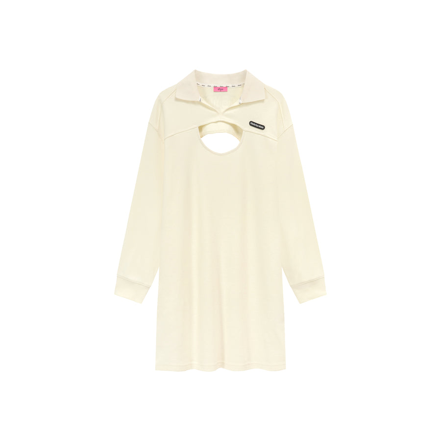CHUU Open Collar Slit Dress