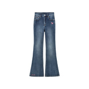 Heart Washed Bootcut Denim Jeans