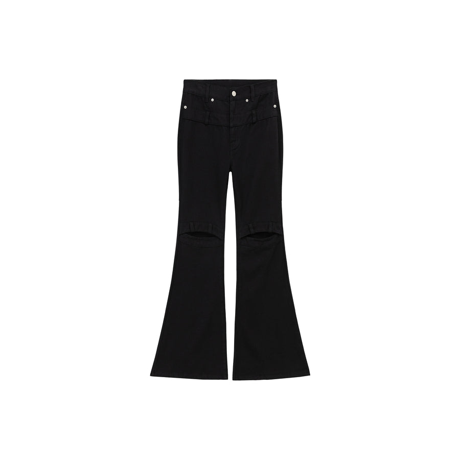 CHUU Slit Slim Layered Belt Loops Bootcut Pants