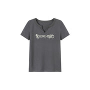 Noe Lettering V- Neck Slim Short Sleeve T-Shirt