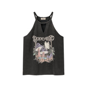 Cotton Halter Neck Sleeveless Noe Mushrooms Top