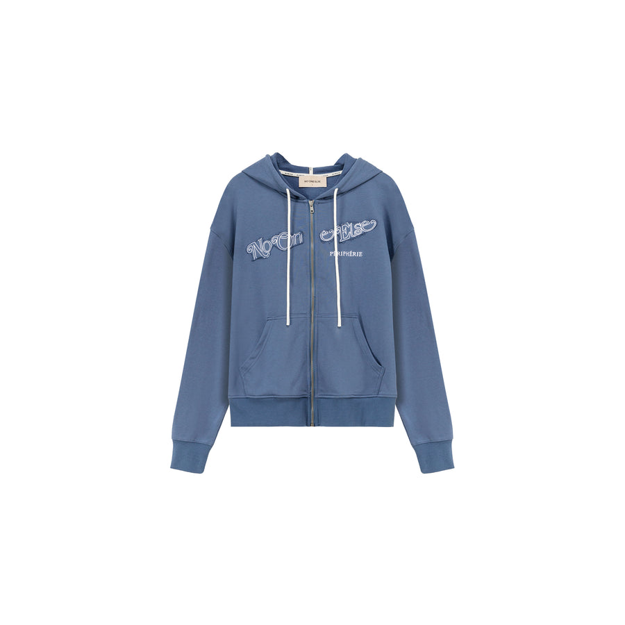 CHUU Loose Fit Hooded String Sporty Zip-Up