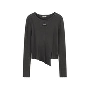 Slit Knit Long Sleeve Top