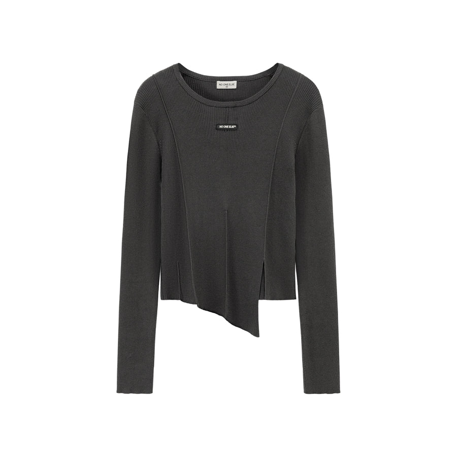 CHUU Slit Knit Long Sleeve Top