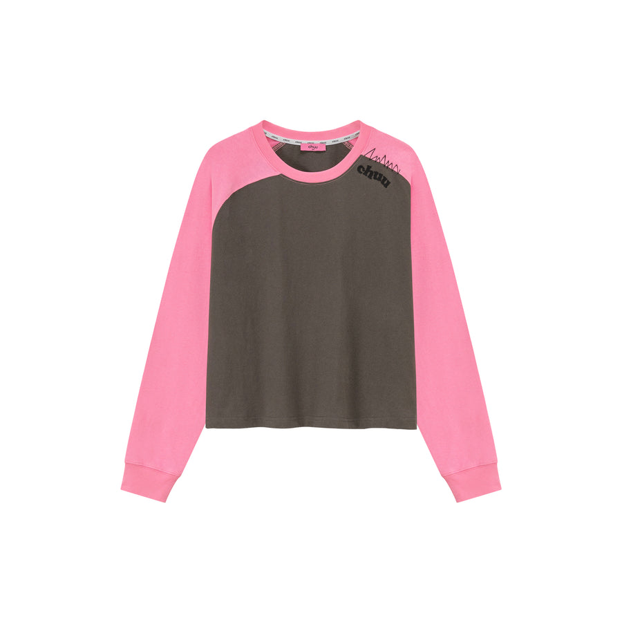 CHUU Two Toned Loose Fit Long Sleeve T-Shirt