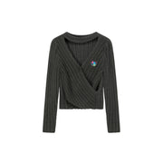 Rainbow Logo Twist Ribbed Knit Sweater