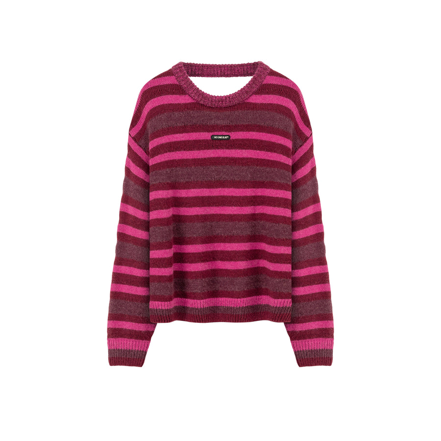 CHUU Back Slit Striped Knit Sweater