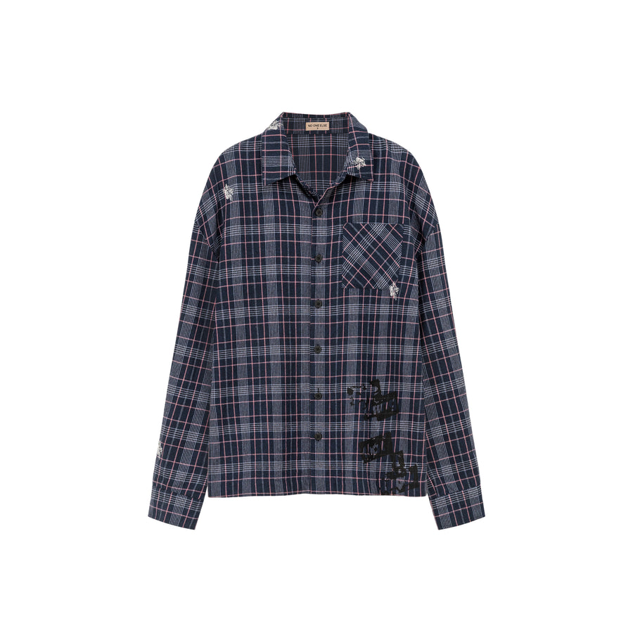 CHUU Back Logo Checked Loose Fit Shirt