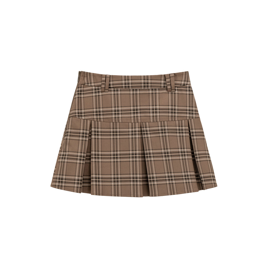 CHUU Check Pleated Preppy Mini Skirt