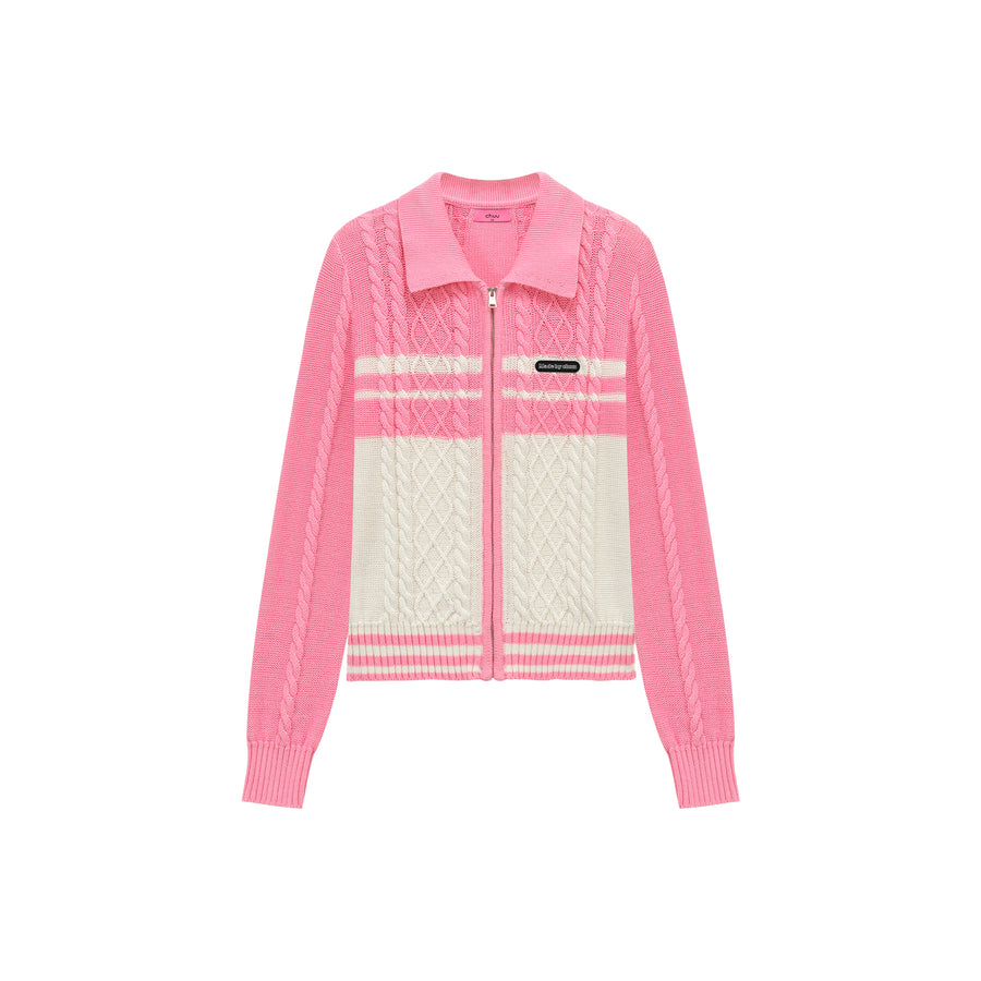 CHUU Color Matching Zip-Up Cardigan