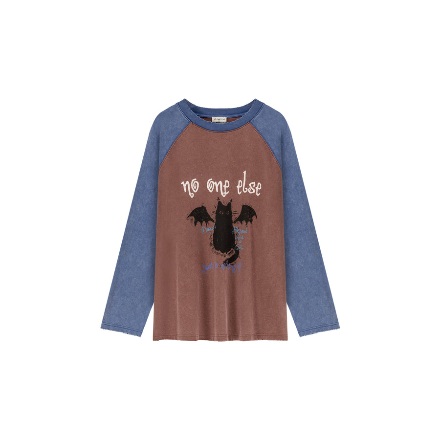 CHUU Winged Cat Character Raglan T-Shirt