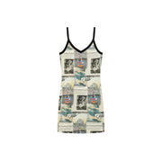 Logo Newspaper V-Neck Strap Mini Dress