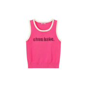 Logo Lettering Color Knit Sleeveless Top