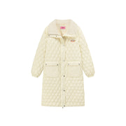 Collar Quilted Padded Long Coat