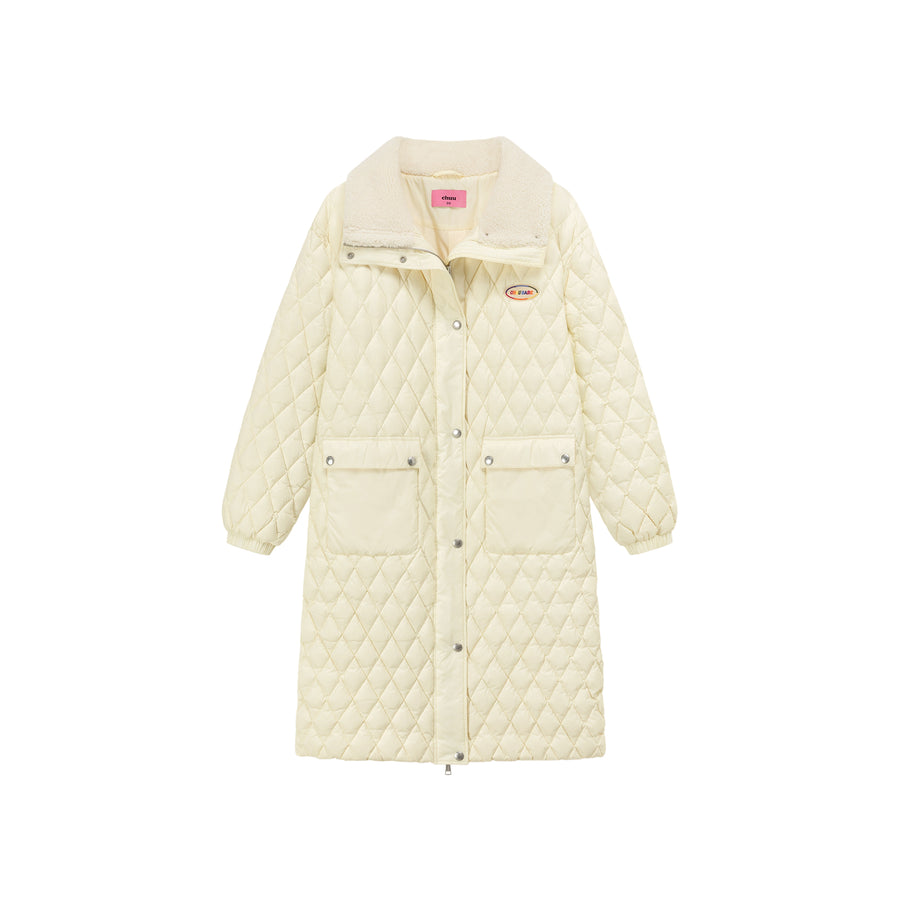 CHUU Collar Quilted Padded Long Coat