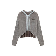 Zip-Up Hooded Knit Cardigan