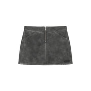 Zipper Leather Mini Skirt