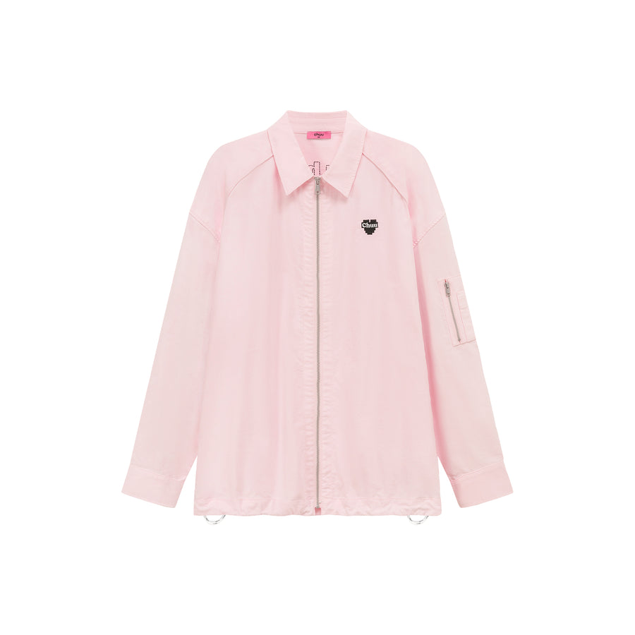 CHUU Size Doesnt Matter Drawstring Color Shirt Zip-Up