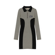 Half-Zip Striped Mini Dress