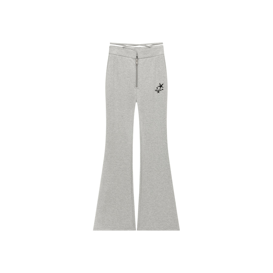 CHUU Logo Star Bootcut Zipper Pants