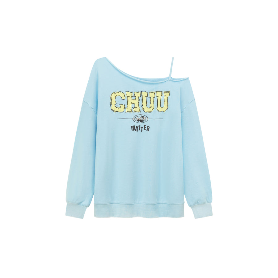 CHUU Logo One Shoulder Loose Fit Sweatshirt