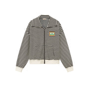 High Neck Striped Classic Zip-Up Jacket