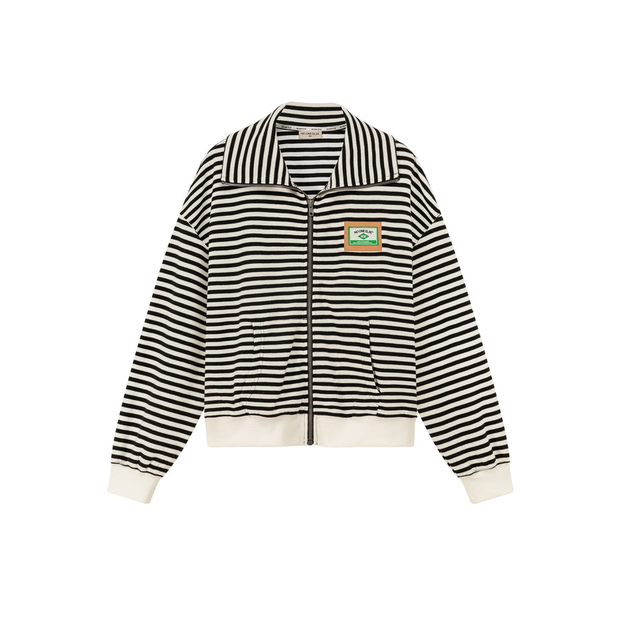 CHUU High Neck Striped Classic Zip-Up Jacket