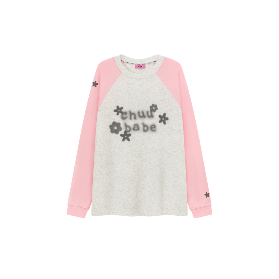 CHUU Logo Flowers Raglan Color T-Shirt